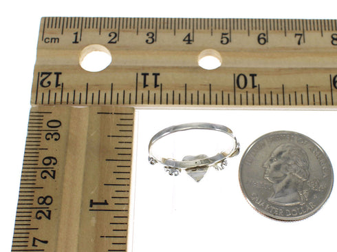 Jet And Authentic Sterling Silver Heart Flower Southwestern Ring Size 7 WX60749